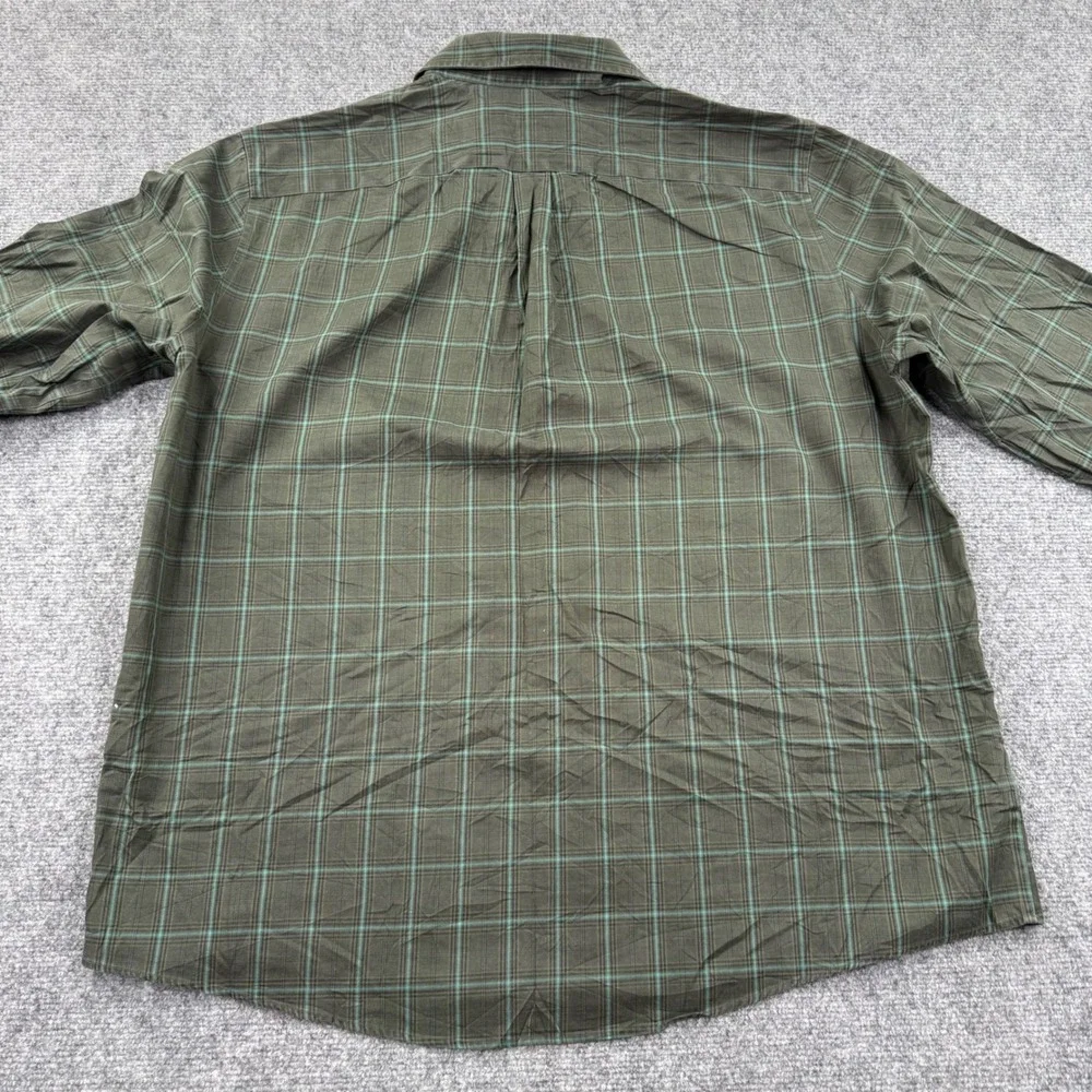 Eddie Bauer Button Up Size XXL Green‎ Plaid Wrinkle Resistant Classic Fit Men's